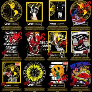 12 Shoes Adventure Brand Streetwear Designs Bundle PNG   PSD