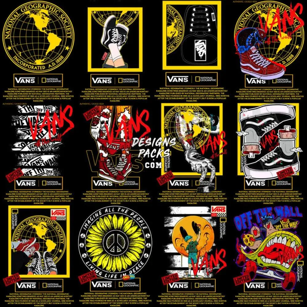 12 Shoes Adventure Brand Streetwear Designs Bundle PNG   PSD