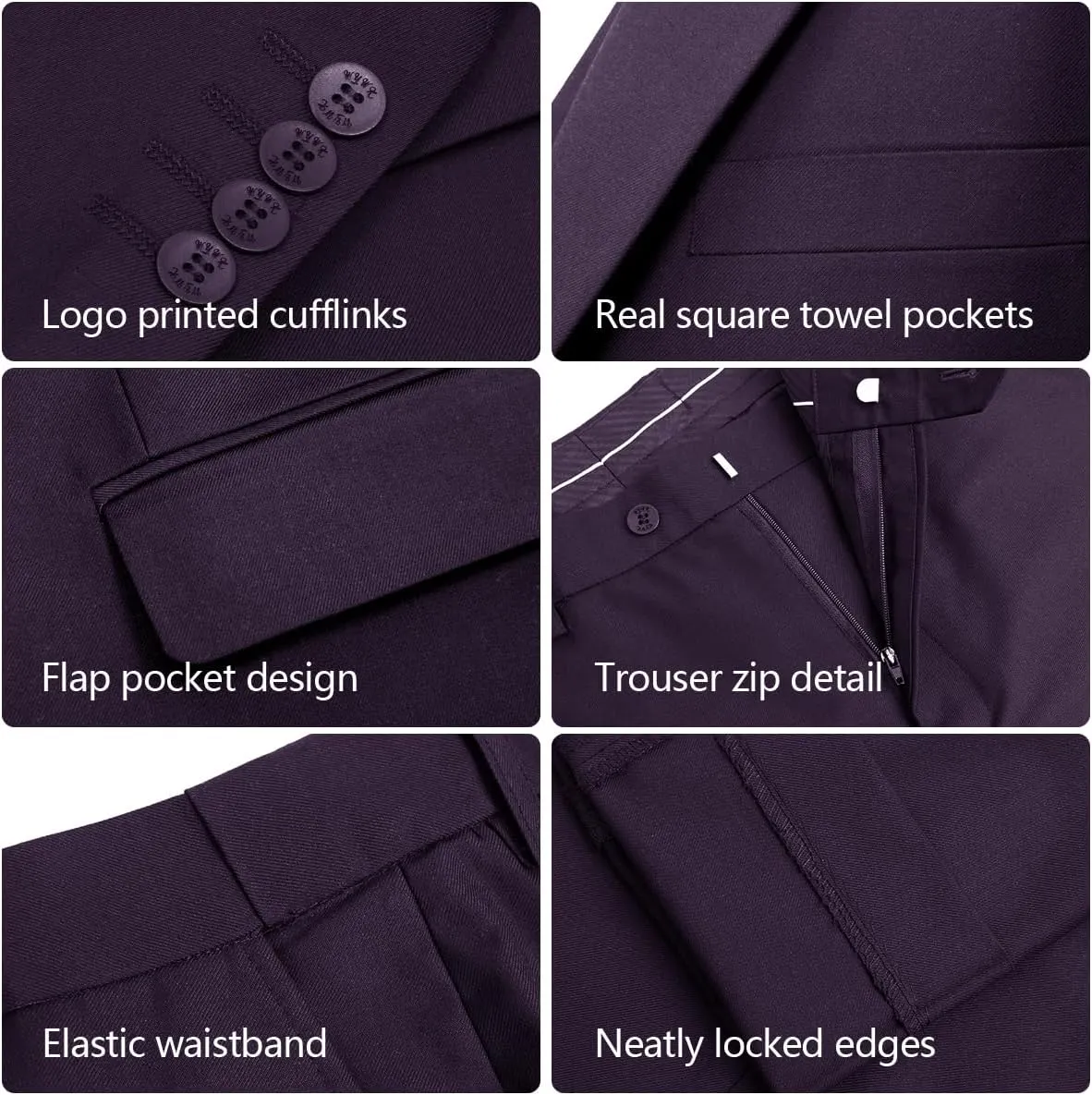 2 Piece Men's Suit One Button Slim Fit Suit for Men Solid Color Blazer and Pants Tie and Square Wedding Business Party