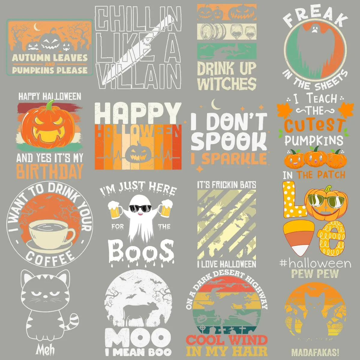 34 Halloween Designs Bundle PNG