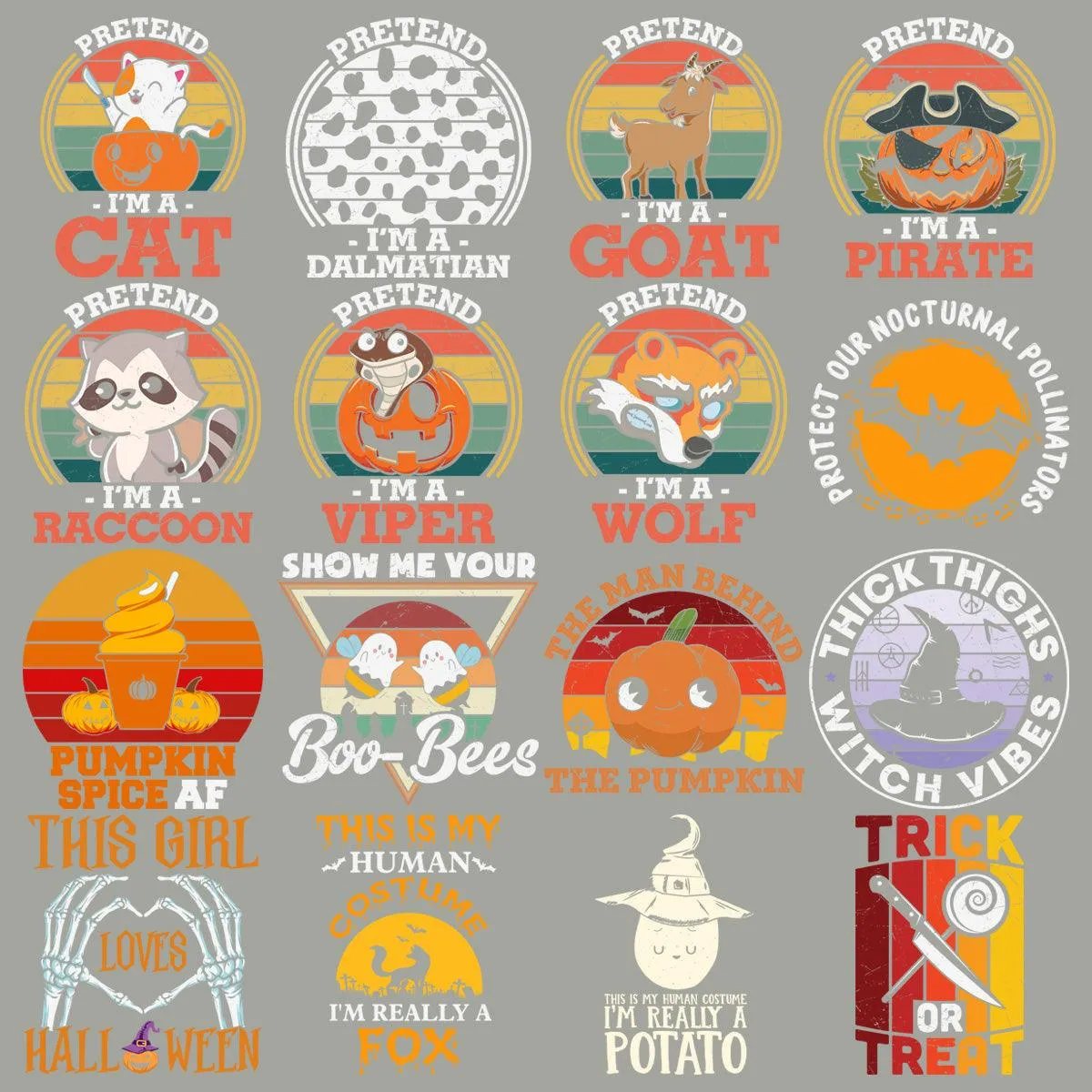 34 Halloween Designs Bundle PNG