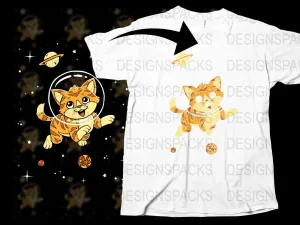 Adorable Space Cat Paws and Planets Unique Png Digital Download