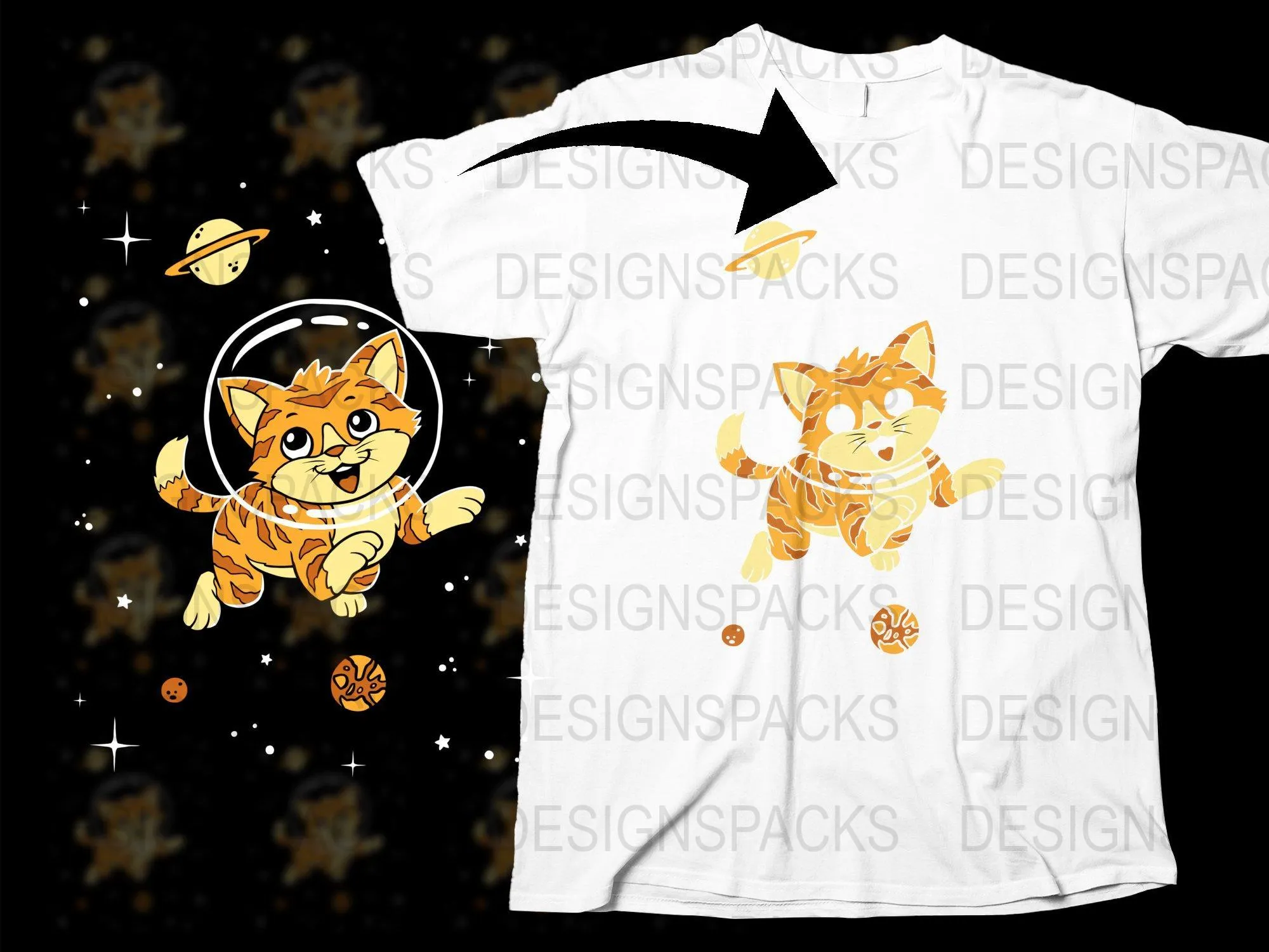Adorable Space Cat Paws and Planets Unique Png Digital Download