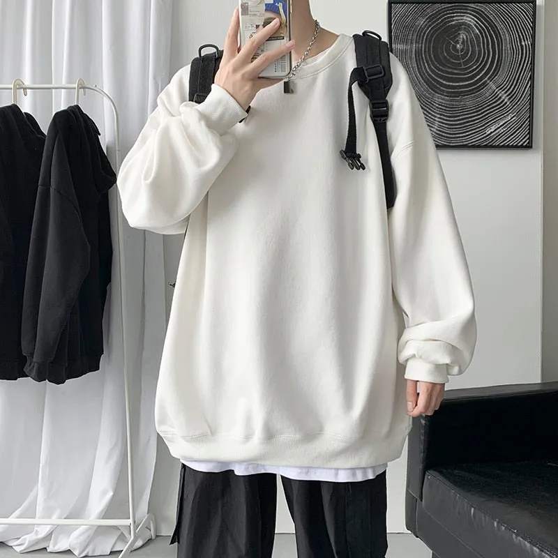 Autumn Men Casual Sweatshirts  Oversized Loose Pullovers
