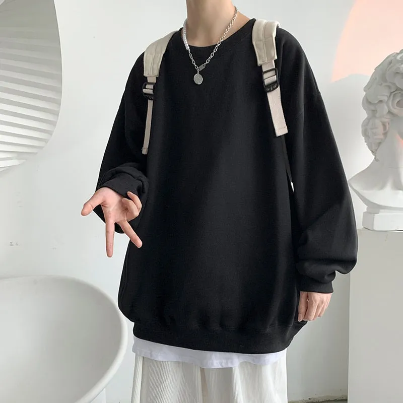 Autumn Men Casual Sweatshirts  Oversized Loose Pullovers