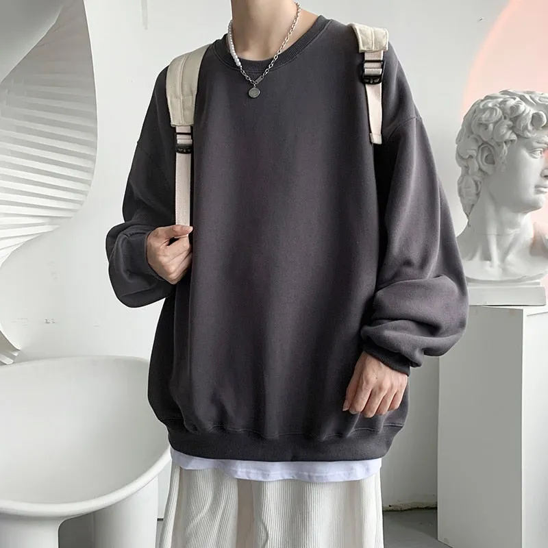 Autumn Men Casual Sweatshirts  Oversized Loose Pullovers