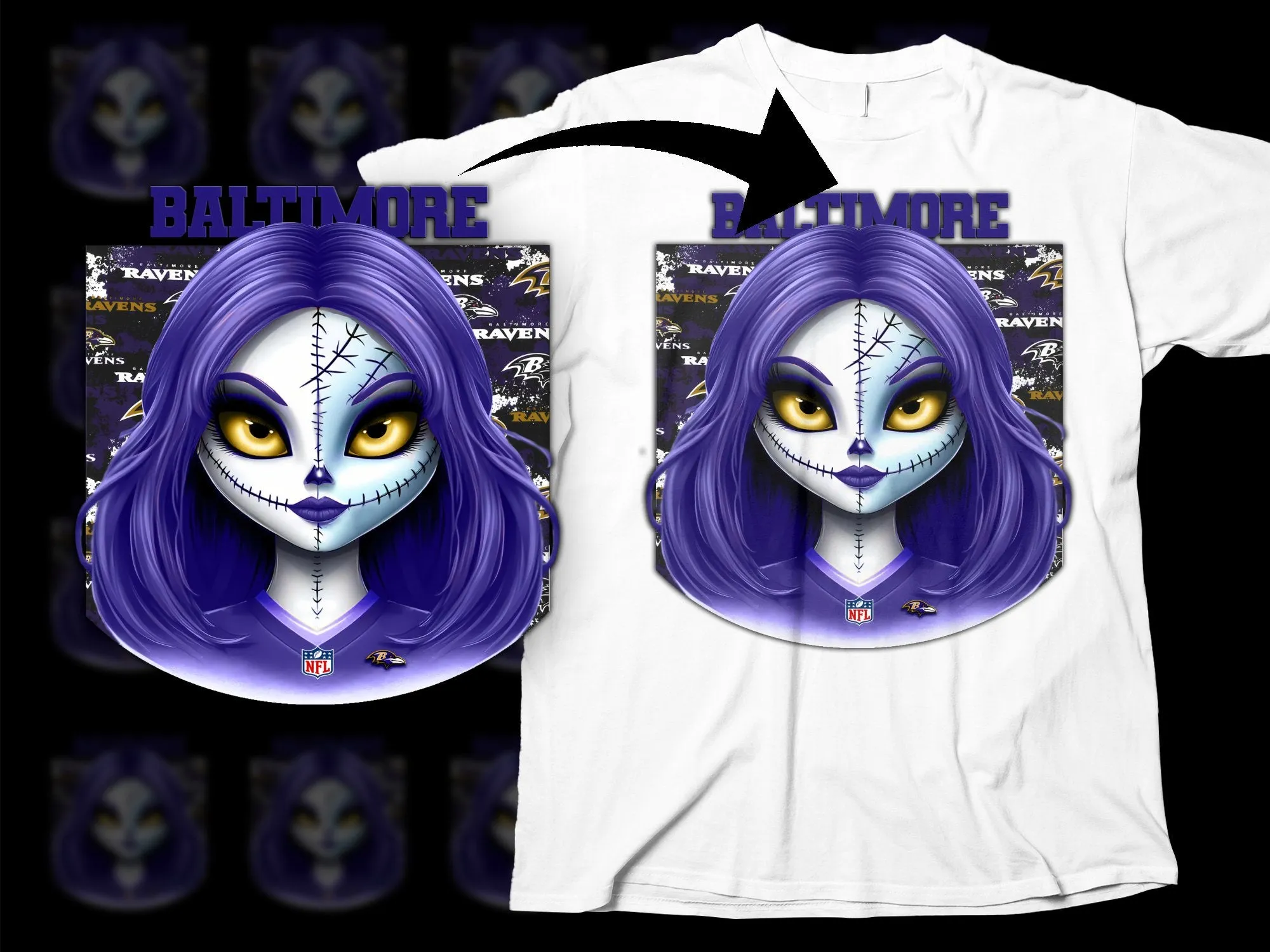 Baltimore Ravens Gothic Style Fan Art Png Digital Download