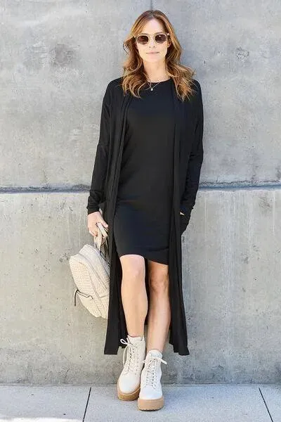 Basic Bae Open Front Long Sleeve Cover Up