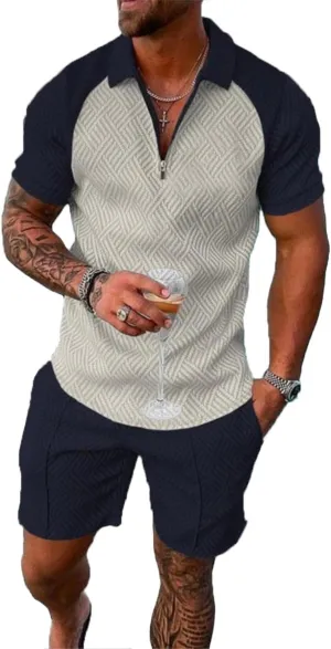 BIRW Mens Short Sets 2 Piece Outfits Polo Shirt Fashion Summer Tracksuits Casual Set Short Sleeve and Shorts Set for Men