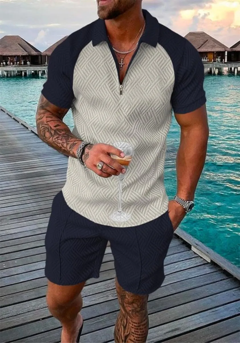 BIRW Mens Short Sets 2 Piece Outfits Polo Shirt Fashion Summer Tracksuits Casual Set Short Sleeve and Shorts Set for Men