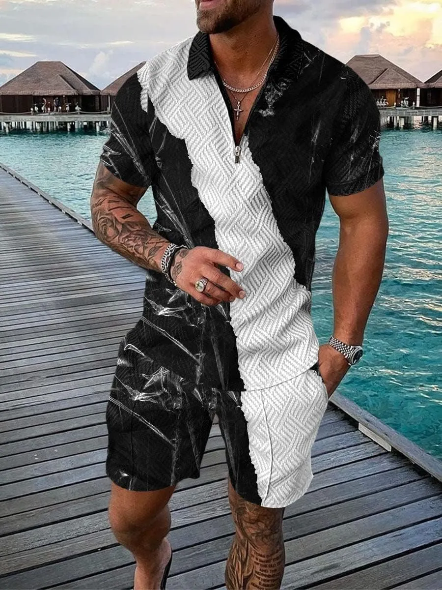 BIRW Mens Track Suits 2 Piece Summer Short Sets Outfits Fashion Polo Shirt Casual Short Sleeve and Shorts set