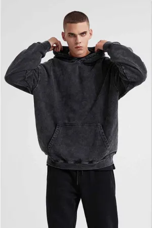 Black Men's Washed Vintage Hoodies