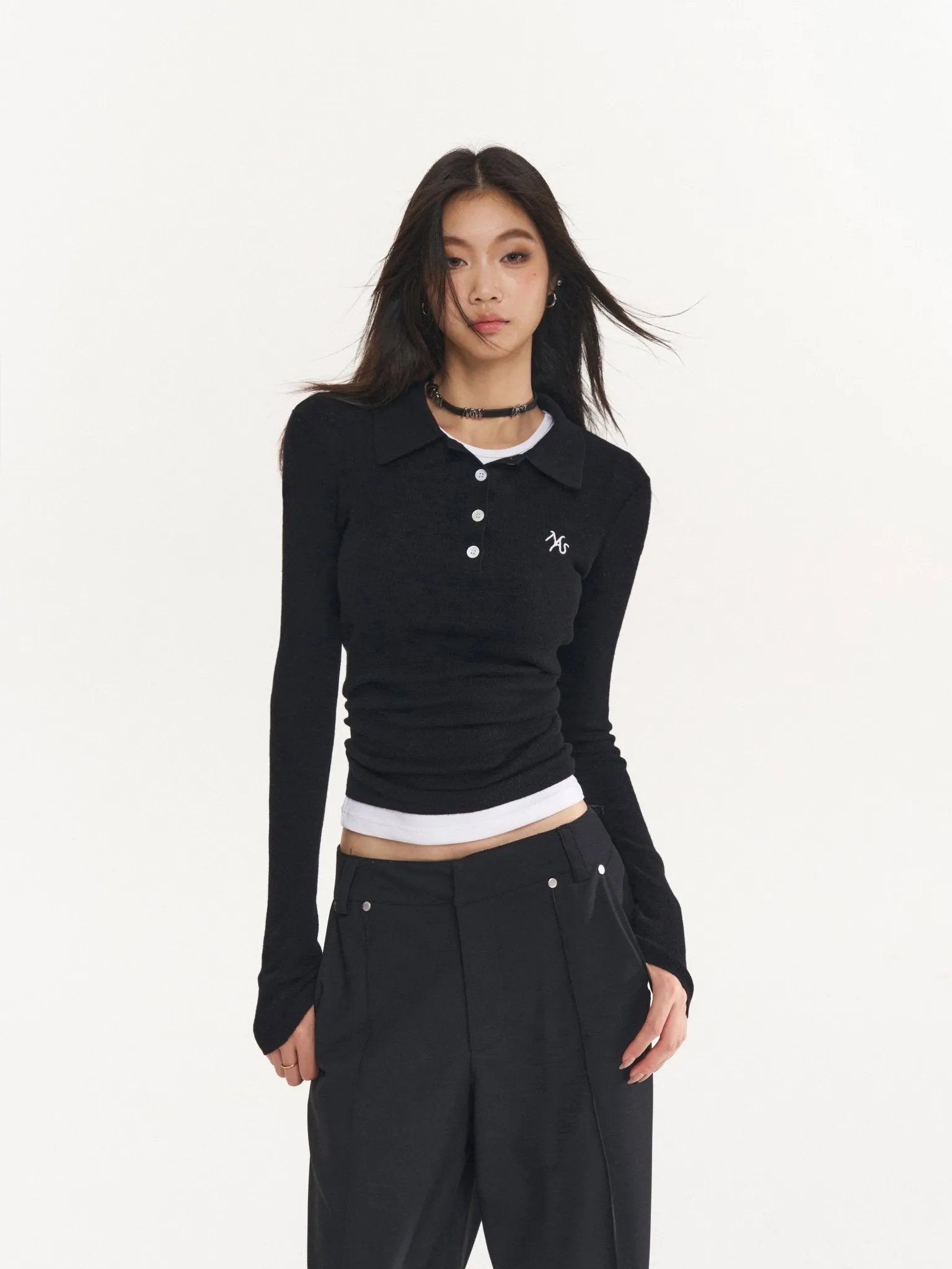 Black Polo Woolen Knitwear