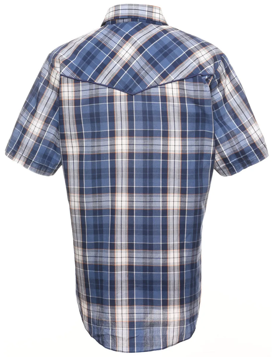 Blue Short Sleeve Checked Shirt - M