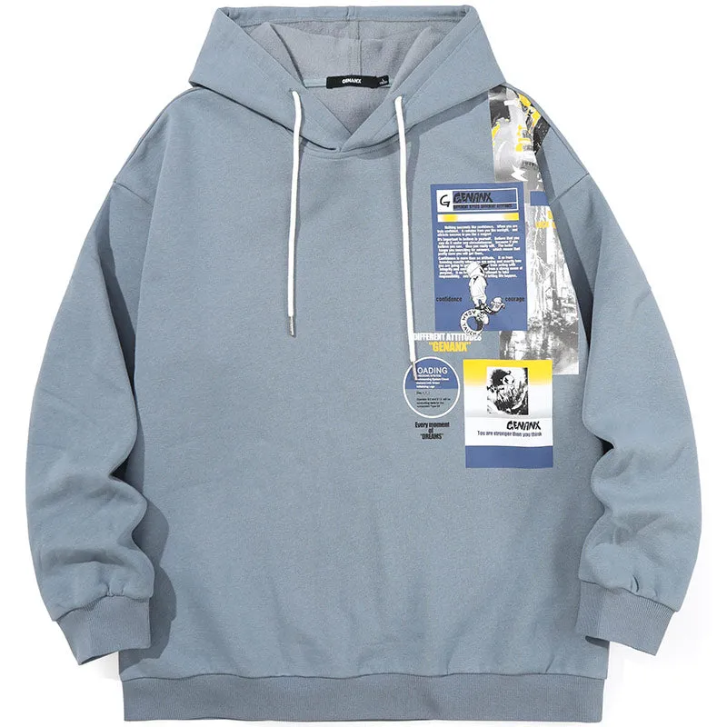 Casual Plain Graphic Fleece Hoodies