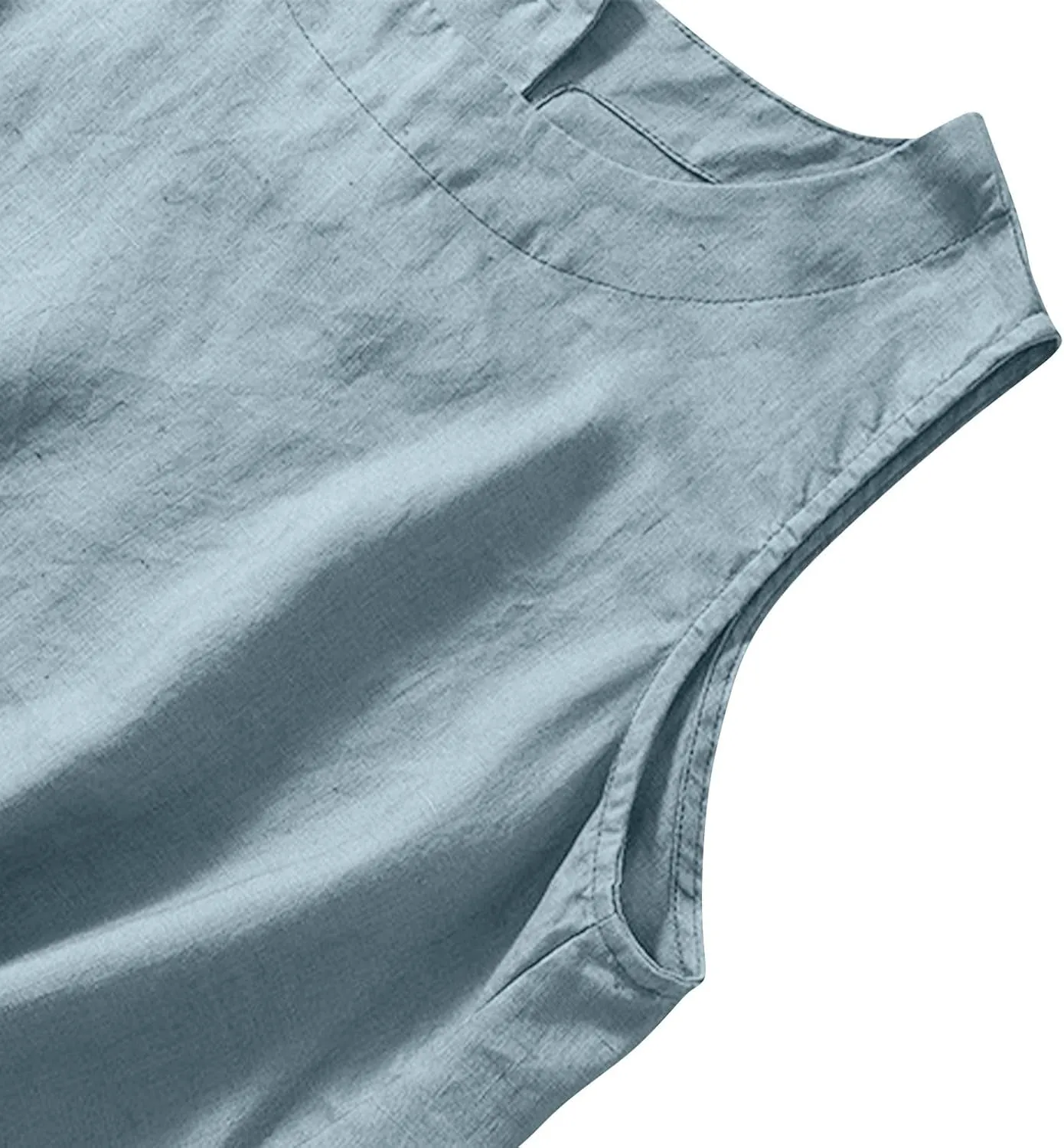 Cotton Linen Tank Tops for Women Summer Vacation Lounge Tops Loose Fit Sleeveless Scoop Neck Shirts Beach Tees Vests