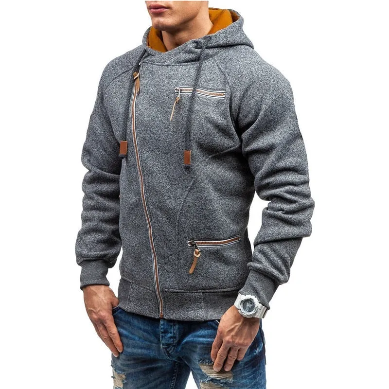 Covrlge Hoodies Men Autumn Casual Solid Zipper Long Sleeve Hoodie Sweatshirt Top Outwear sudaderas para hombre MWW151