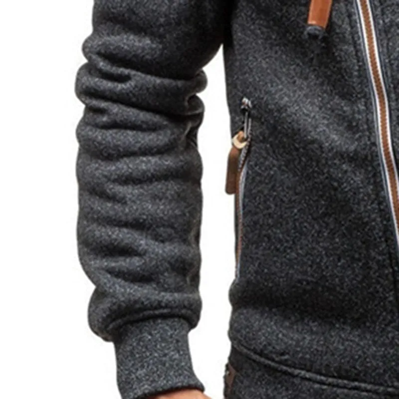 Covrlge Hoodies Men Autumn Casual Solid Zipper Long Sleeve Hoodie Sweatshirt Top Outwear sudaderas para hombre MWW151