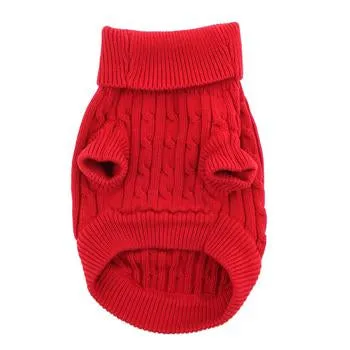 Doggie Design - Cable Knit Dog Sweater Fiery Red