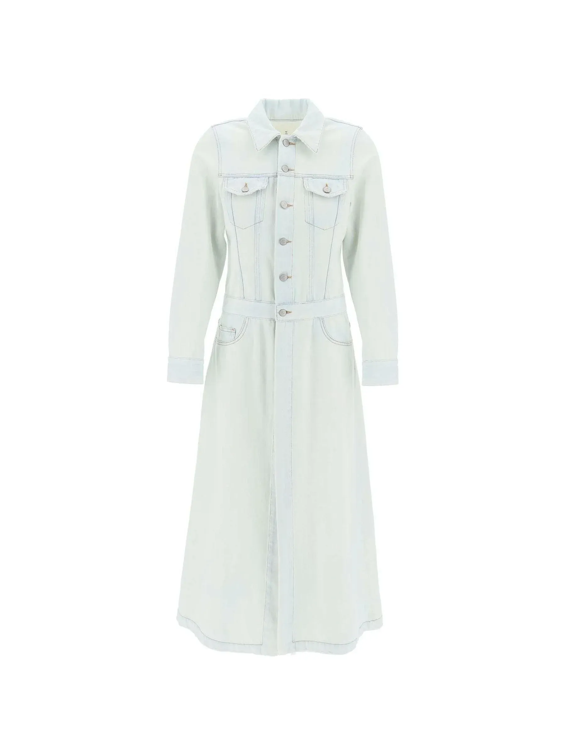 Faded Denim Trench Coat