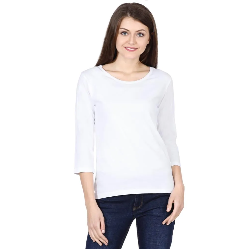 Female Round Neck Solid Full Sleeve T-Shirts