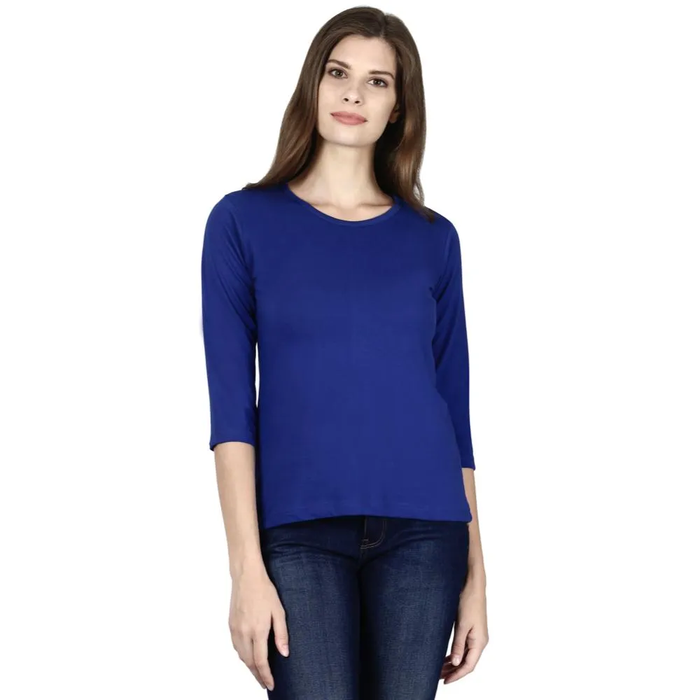 Female Round Neck Solid Full Sleeve T-Shirts