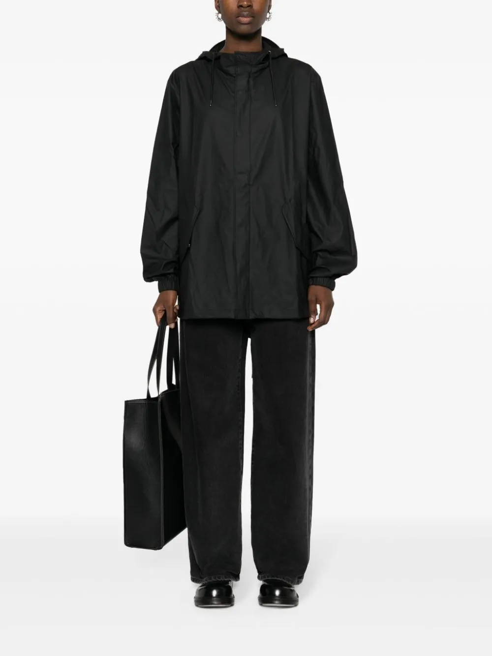Fishtail drawstring-hood coated parka