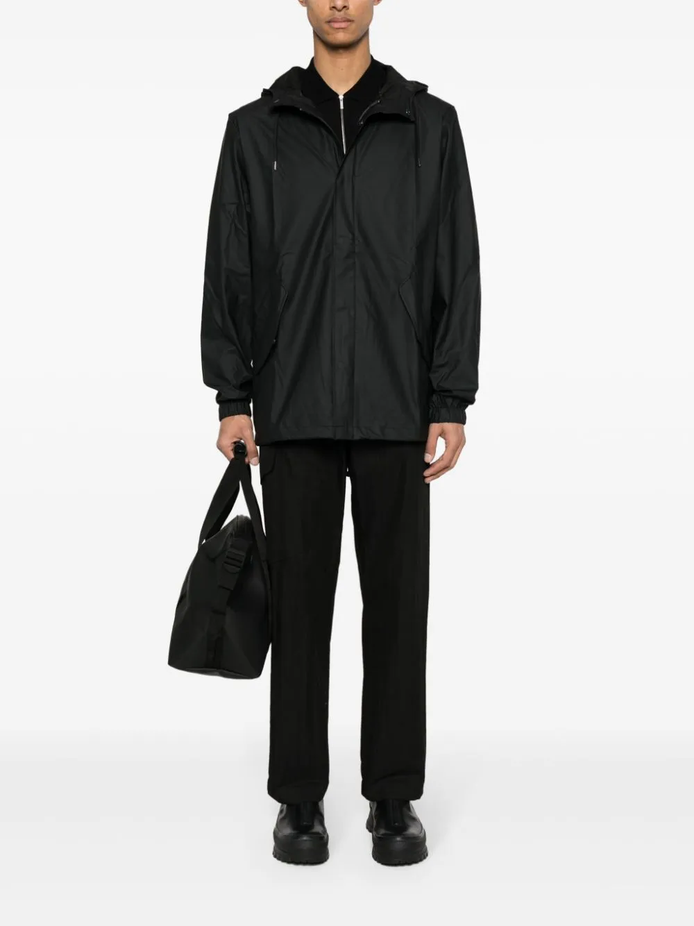 Fishtail drawstring-hood coated parka