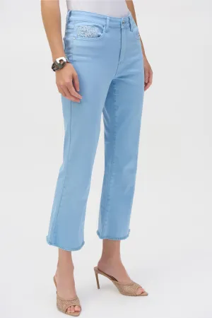 FLARE CROP FRAYED HEM JEAN