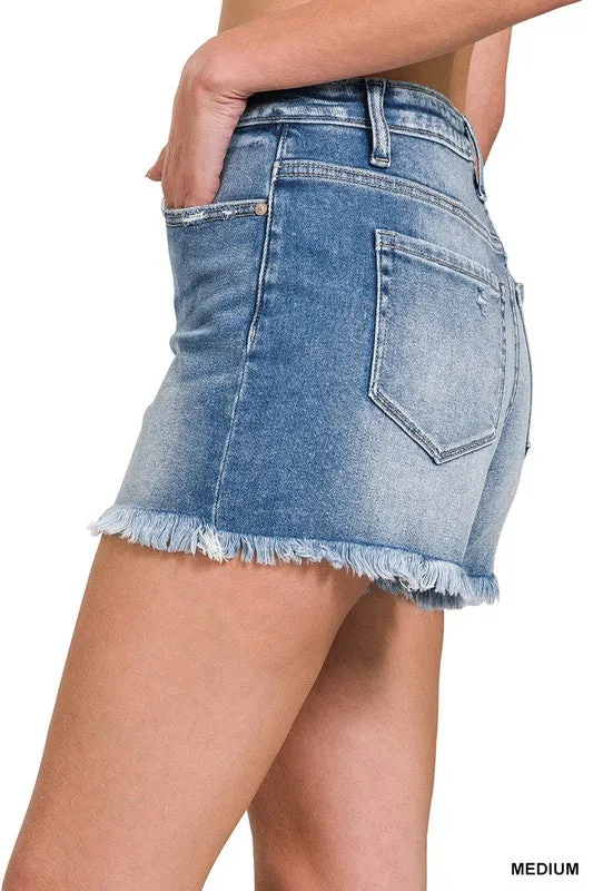 Frayed Hem Denim Shorts