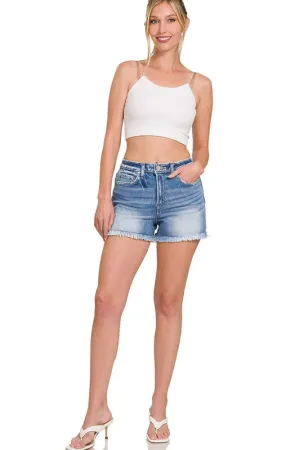 Frayed Hem Denim Shorts