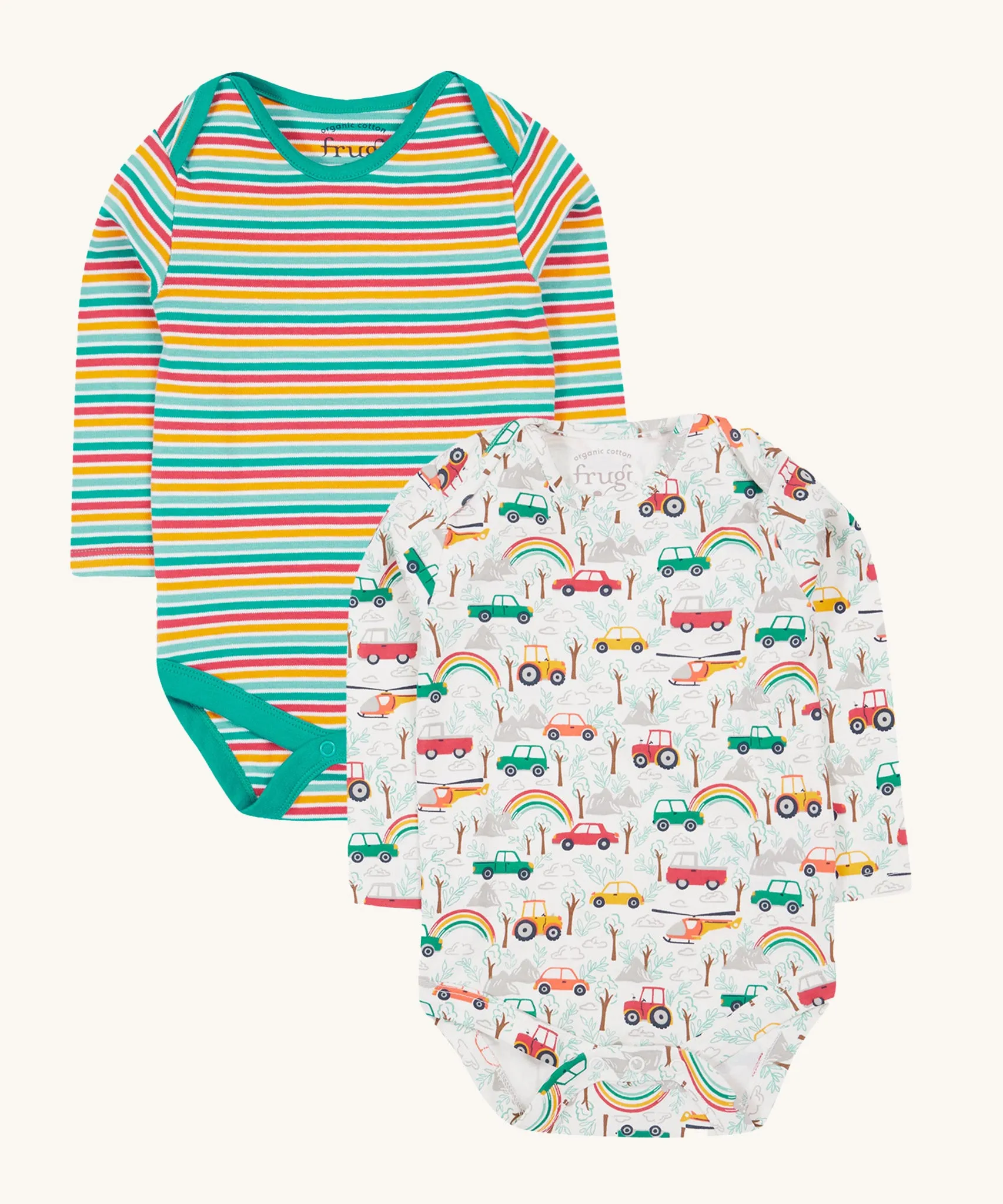 Frugi Super Special 2 Pack Body - Let'S Go!/Iguana Multi Stripe