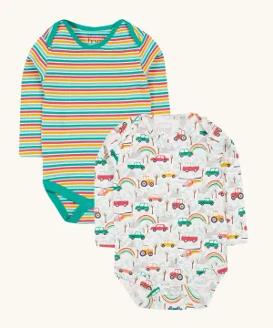 Frugi Super Special 2 Pack Body - Let'S Go!/Iguana Multi Stripe