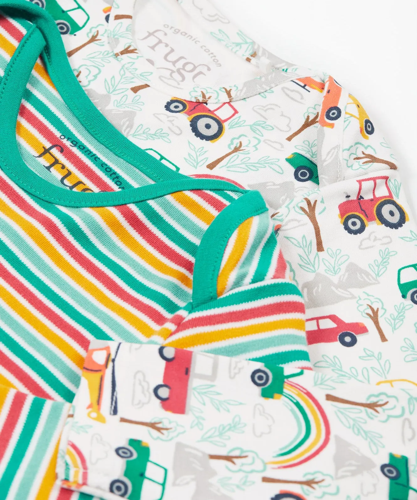 Frugi Super Special 2 Pack Body - Let'S Go!/Iguana Multi Stripe