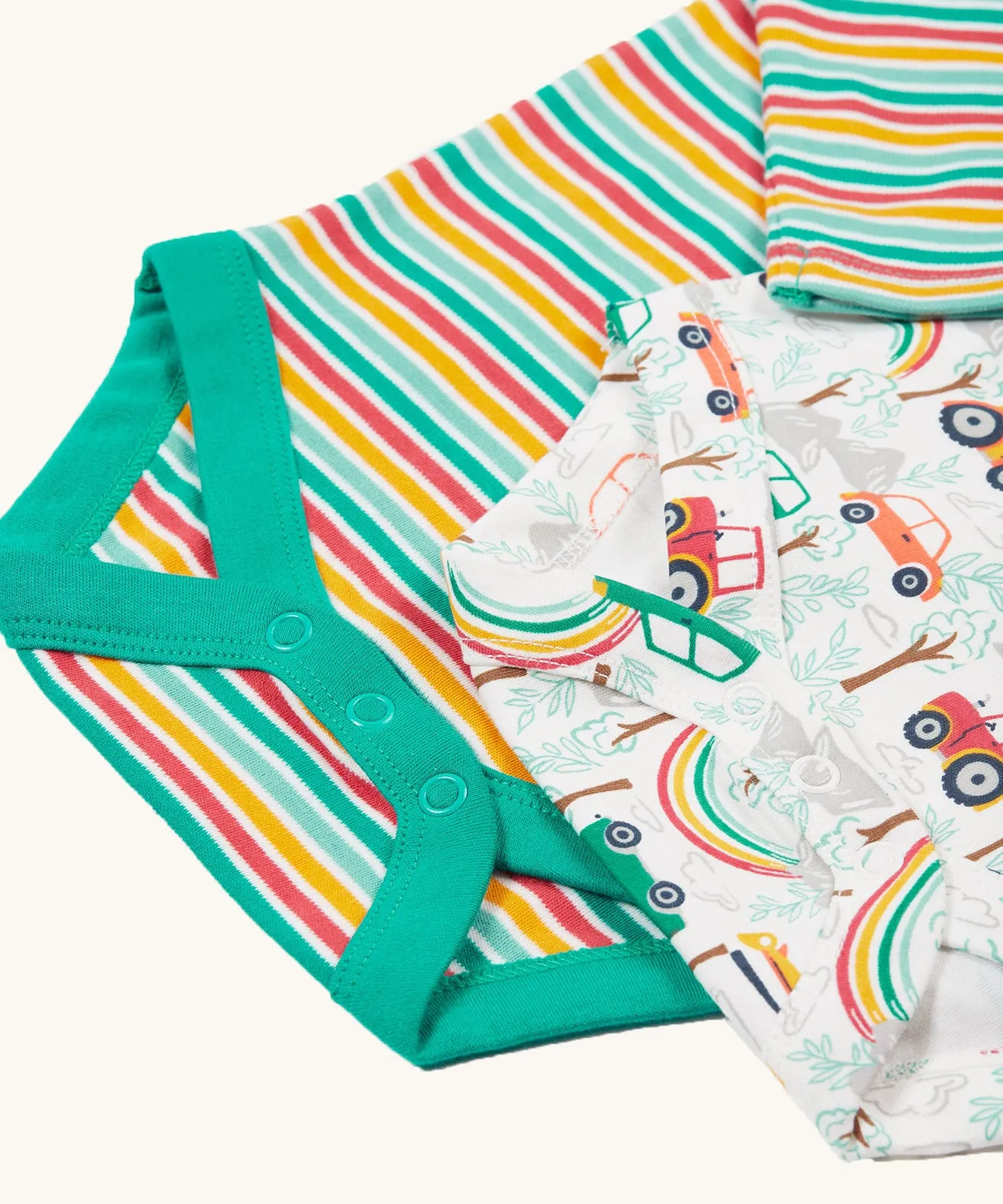 Frugi Super Special 2 Pack Body - Let'S Go!/Iguana Multi Stripe