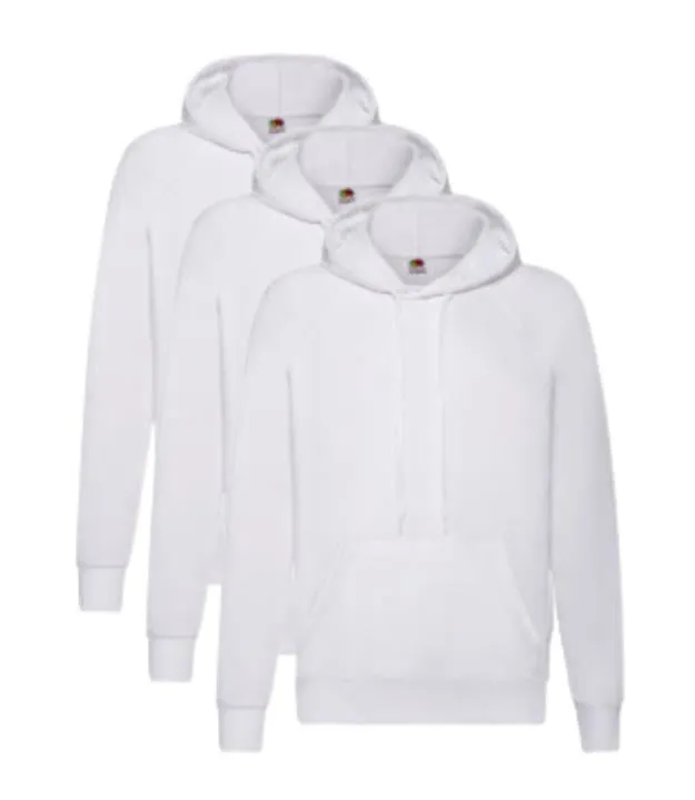 Fruit Of The Loom Men's Classic Hooded Sweat Pack of 3 (White)