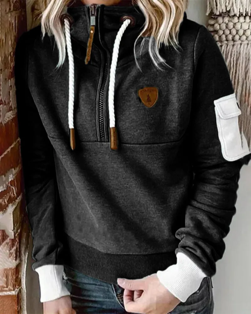 Half zip casual hoodie