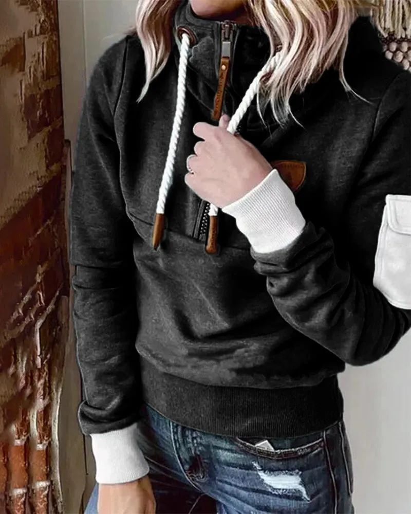 Half zip casual hoodie