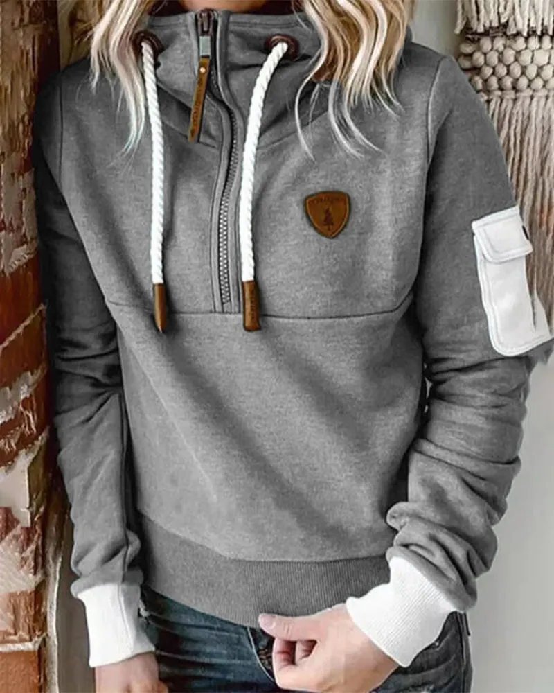 Half zip casual hoodie