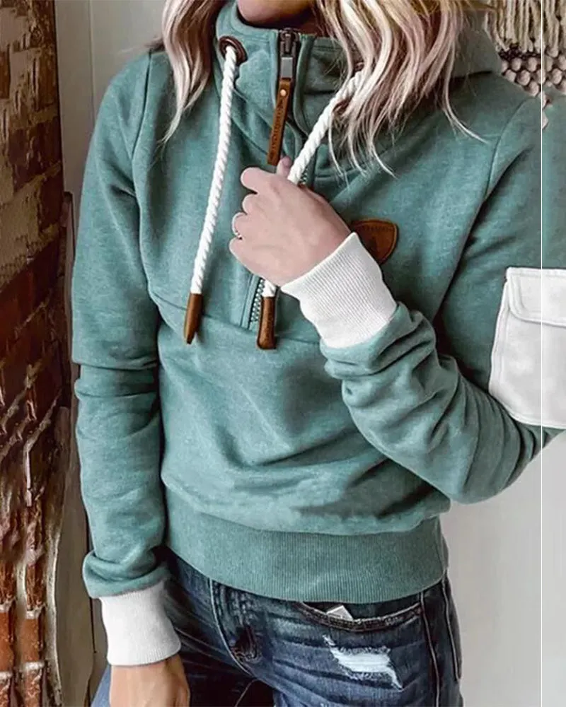 Half zip casual hoodie
