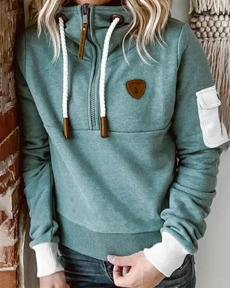 Half zip casual hoodie