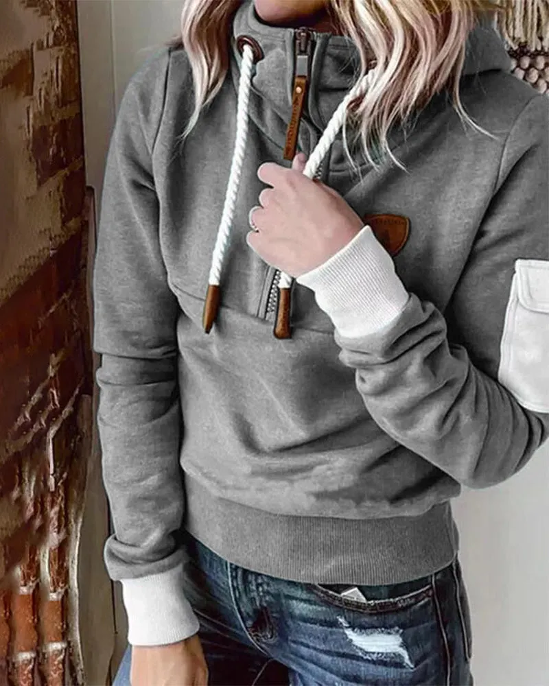 Half zip casual hoodie
