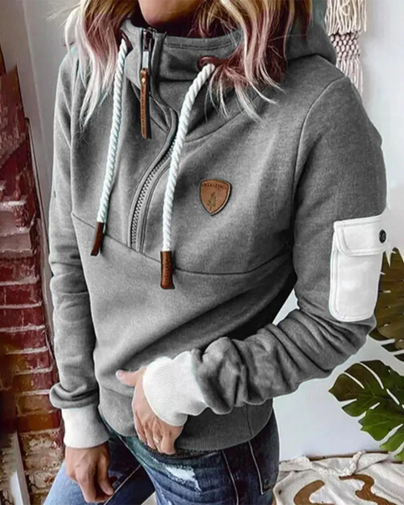 Half zip casual hoodie