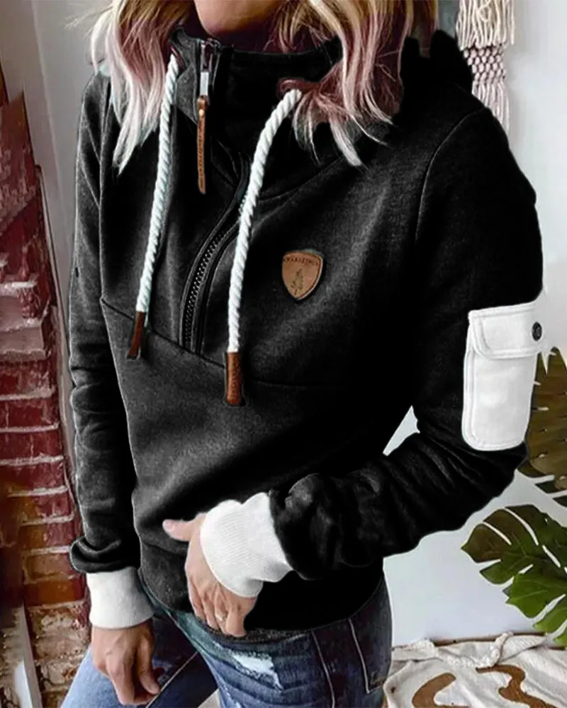 Half zip casual hoodie