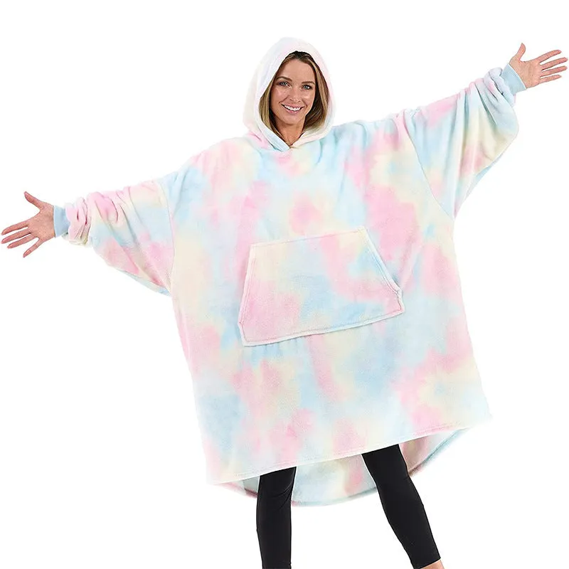 Hoodies Blankets Nightgown Flannel Hooded Casual Sweatshirt Home