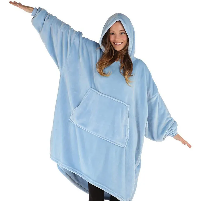 Hoodies Blankets Nightgown Flannel Hooded Casual Sweatshirt Home