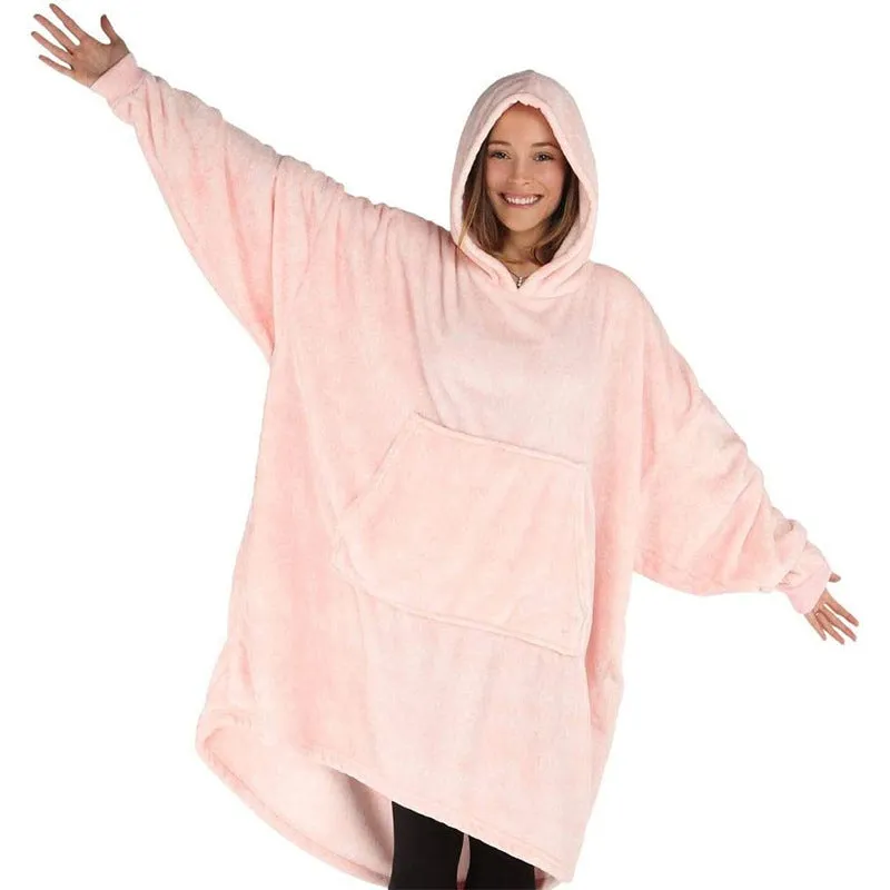 Hoodies Blankets Nightgown Flannel Hooded Casual Sweatshirt Home