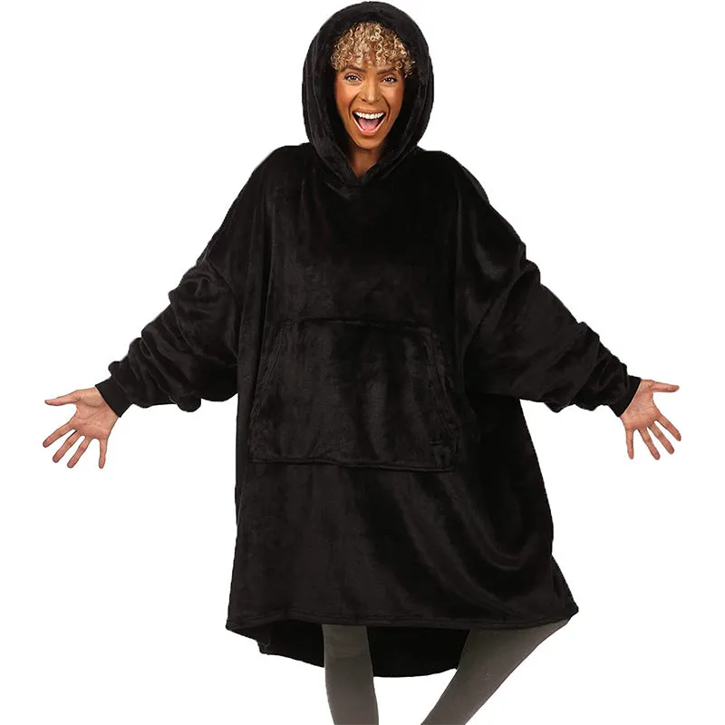 Hoodies Blankets Nightgown Flannel Hooded Casual Sweatshirt Home