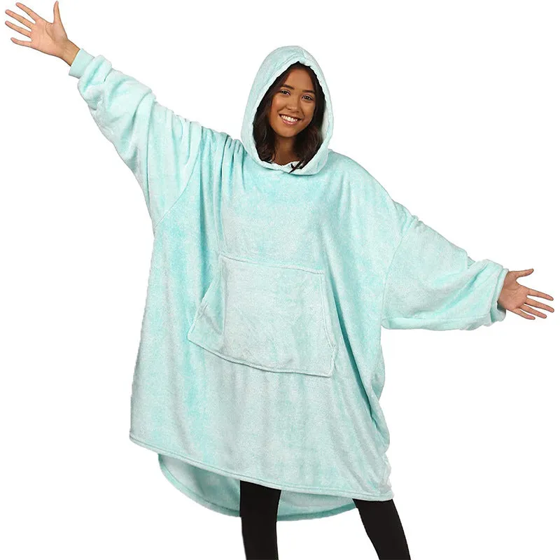 Hoodies Blankets Nightgown Flannel Hooded Casual Sweatshirt Home