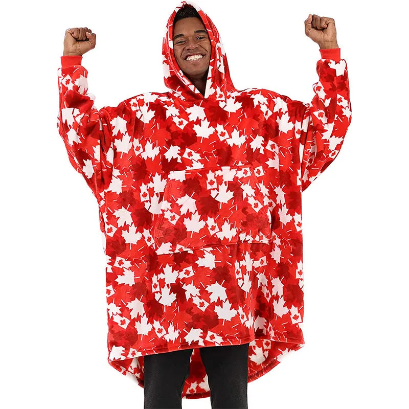 Hoodies Blankets Nightgown Flannel Hooded Casual Sweatshirt Home